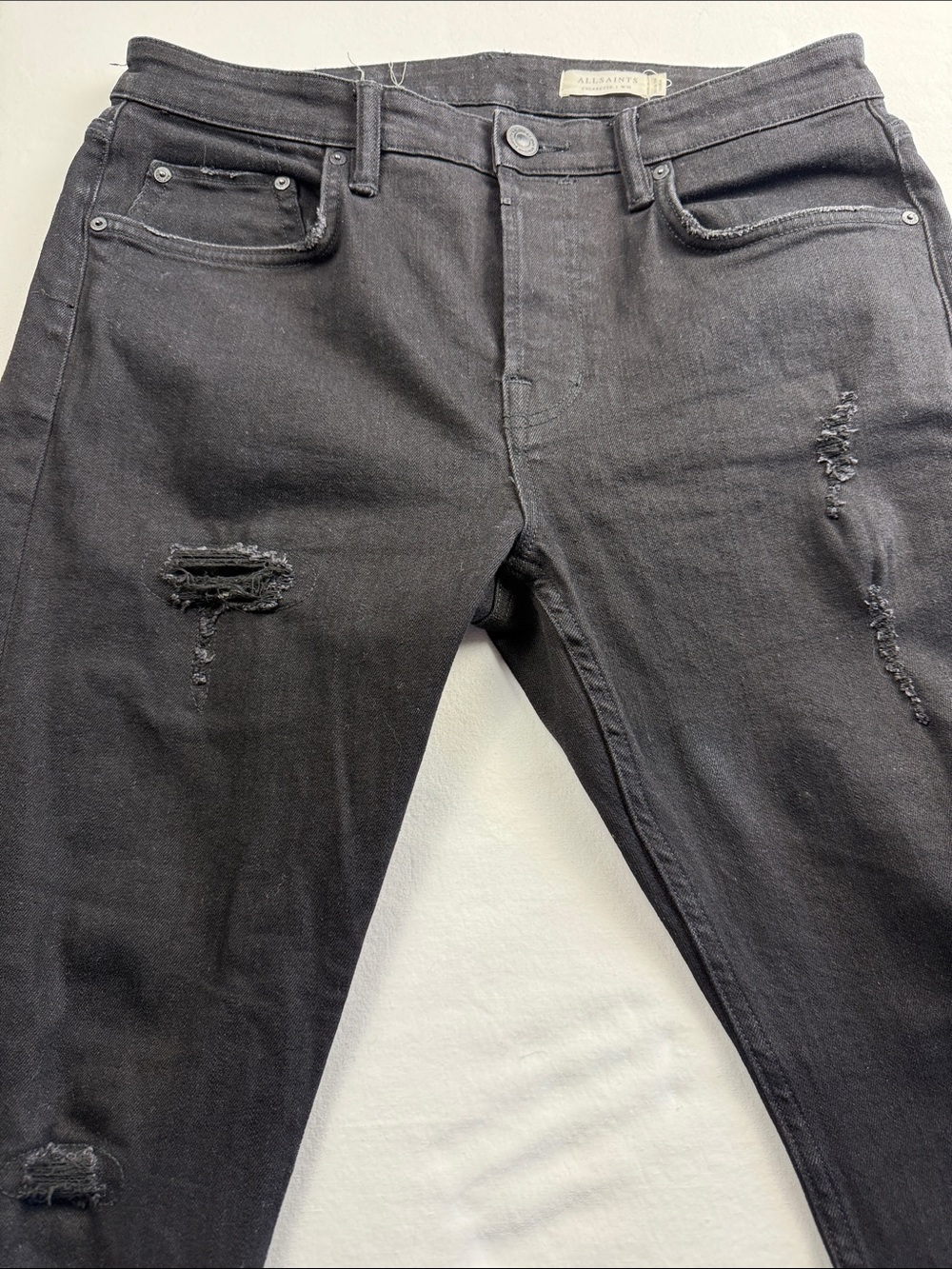 All Saints Black Sid Skinny Distressed Slim Men’s Jeans sz‎ 32